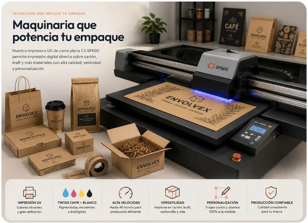 Impresora Jucolor CJ-SP600 y empaques impresos ENVOLVEX